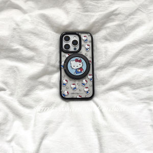 เคสโทรศัพท์รูปแมว KT Sherry Ins Black Edge Transparent Little Flower Cute Suitable for Apple 17ProMax iPhone 16Pro Minimalist Fresh Cartoon