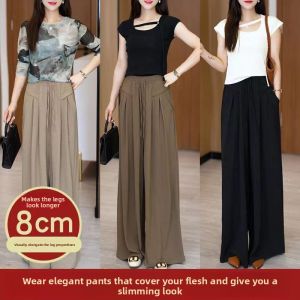 QIAOXIZI | Fashionable High-Waisted Wide-Leg Pants for Seniors