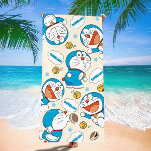 52TOYS | Doraemon Beach Towel Cream Background Full Print Cartoon Quick Dry Polyester Kids Pool Bath Towel