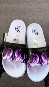 NAHA Sendal Selop Distro Pria Wanita Empuk Api (Ungu) Putih Sandal Slop Kece Cowok Karet Dewasa Sandal Slip On Slide