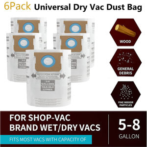 6PCS Universal Dry Vac Dust Bag Vacuum Cleaners For Shop Vac 5-8 Gallon Ridgid Cleaner Replacement Accessory