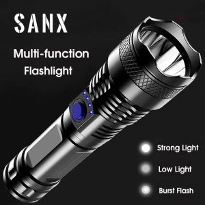 SANX Tanje Flashlight Torch Light Imitate P50 Strong Light Portable Multi-function Flashlight Display Charging Waterproof Outdoor Flashlight Camping Outdoor Lamp Outdoor Waterproof Torchlight