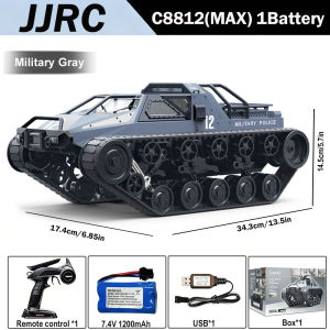 WLtoys | JJRC C8812/C8812 MAX LED Light Full Scale Tracked Tank Simulation Toy RC Car Drift 2.4G Remote Control Off-Road Vehicle Boy Gift