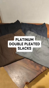 PLATINUM Mens Plus Size Double Pleated Formal Slacks with Expandable Waistband PM680 Seluar Formal Lelaki Bersaiz Besar Berlipat Dua dengan Pinggang Boleh Diperluas