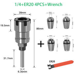 Bộ Mở Rộng Mũi Khoan 1/4" 8mm 1/2" Shank Với Kẹp ER Dùng Cho Máy Khắc Cắt Gỗ - Phụ Kiện Mũi Khoan
