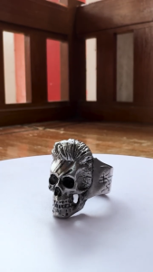 Pewterland Ringskull Deathstorm Cincin Tengkorak 3D Bahan Logam Timah Pria dan Wanita
