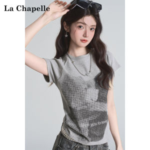 La Chapelle | Vintage Round Neck Bear Print Crop T-Shirt