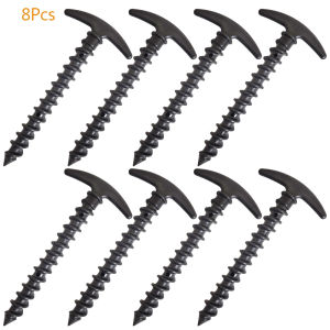 8pcs Screw Anchor Stakes Ground Nail Outdoor Camping Tent Pegs Ground Nails Hiking Tent Stakes Pins Windproof Tent Accessories
