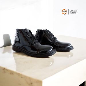 sepatu pdh pantofel pria formal tni polri polisi security satpam paskibra hitam mengkilap dan doof