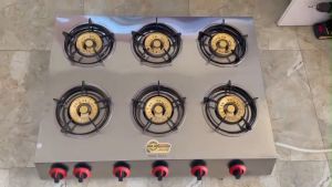 BẾP GAS 6 LÒ HỌNG GANG ĐẦU ĐỐT ĐỒNG PHI 100 ( BẾP BÁNH XÈO MỲ CAY )