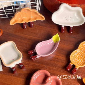 Hand-Painted Ceramic Bread Plate Tomato Sauce Dish Underglaze Color Ins Style Home Use New 2025 Bowl Cartoon Animation Pattern