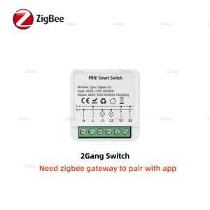 Zigbee Switch Module Extreme Mini 10A/16A Relay Breaker 220V 110V Tuya Zigbee2mqtt Curtain Switches Voice Control Alexa Google