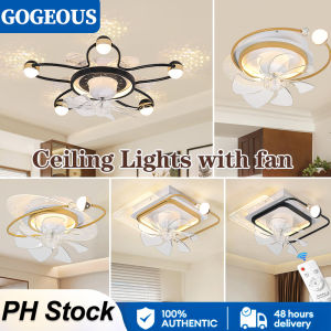 GOGOEUS Creativity tricolors dimming smart ceiling lights with fan with remote control ceiling light living room gold ceiling fan with led light silent ceiling fan with light modern for bedroom dining room