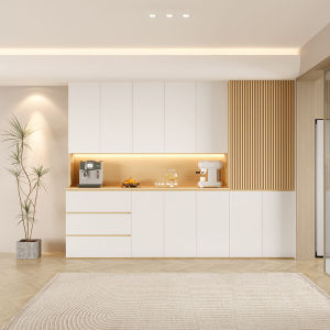 Japanese Style Log Cream Style Sideboard Wine Cabinet Integrated Wall High Cabinet Customized Storage Living Room Dining Room Modern Minimalist