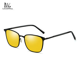 LouisWill Fashion Men Sunglasses UV400 Polarized Sunglasses Night Vision Sunglasses Retro Square Sunglasses Eyewear Ultra Light Elastic Leg Anti Glare Glasses Outdoor Sports Driving Sunglasses
