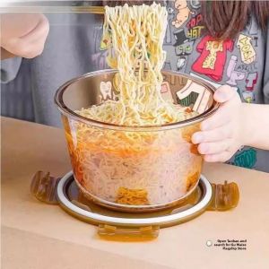 gumahus | Sealed Large Capacity Teal Glass Microwave Safe Soup Bowl