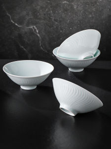 JINGDEZHEN | Blue and White Feather Pattern Chinese Tableware Set 6 Pieces