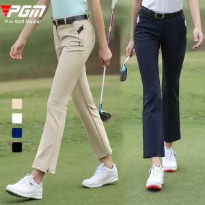 PGM Four Way Stretchy Golf Pants Womens Spring Summer Slim Breathable Waterproof Zipper Pocket Golf Flared Pants For Ladies