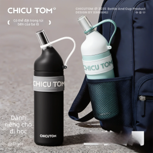 CHICU TOM | Bình giữ nhiệt học sinh dung tích lớn có ống hút cho nữ