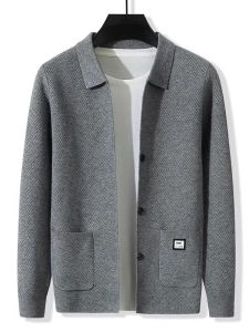 Áo Len Cardigan Dệt Kim Thường Ngày Cho Nam Mùa Xuân Thu Mới Áo Khoác Ngoài Cổ Bẻ Ôm Vừa Vặn Thời Trang Phong Cách Hàn Quốc