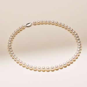 Nearly Perfect Circle Natural Freshwater Pearl Necklace for Women Necklace Minimalist Fancy Sterling Silver Release Buckle to Give Mom Mother-in-Law Gift