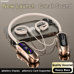 Newmsnr | NEW Sports Car Shape Surround Sound Neckband Open-ear LED Display Headsets Wireless Bluetooth Headphones Sports Gaming Earphones