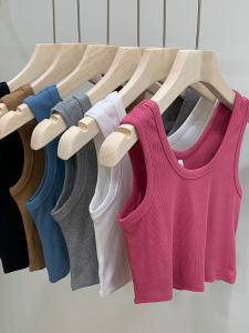 Short Sleeveless Yoga Sports Vest Tube Top Summer Hot Girl Anti-Light Inner Wear Threaded Texture Womens Fashion 2025