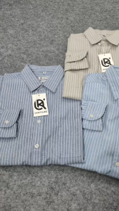 Kemeja Salur Stripe Pria Lengan Panjang Kemeja Garis-garis PriaTerbaru Katun Oxford