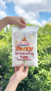 Combo 5 Khăn Sữa Xô MANY Mềm Mại Thấm Hút Nhanh An Toàn Cho Bé Sơ Sinh Với Nhiều Họa Tiết Xinh Xắn Không Sợi Vải Không Xù Lông Kích Thước 28x28cm