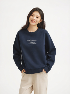 Hotwind | Embroidered Round Neck Hoodie Sweater