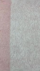 Luxury African Beaded With Sequins Mesh Lace Fabric 2026 High Quality Nigerian Embroidery French Tulle Lace For Wedding Dress