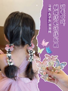 หวาน ผีเสื้อ Rose Hair Ties สําหรับสาวเด็กผมหางม้าอุปกรณ์เสริมผมสายโทรศัพท์รูปแบบผมวงเด็กวัยหัดเดินอุปกรณ์เสริมผม