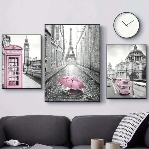3 Chiếc Màu Hồng Nhạt Tháp Eiffel Canvas Poster Nghệ Thuật Hiện Đại Trang Trí Treo Tường Cho Bé Gái Phòng Ngủ Paris Chủ Đề Unframed Hành Lang Phòng Khách