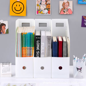 3Pcs Plastic File Document Box Storage Organizer Magazine Holder Vertical for Office