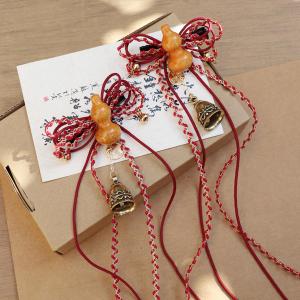 Original Gourd Lucky New Year Greeting Hair Clip Ancient Bell Tassel Hair Accessory Traditional Chinese Red Rope Fringe Hanfu Headwear