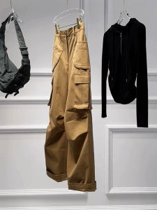 High Waist Straight Leg Slimming Brown Workwear Sports Wide Leg Pants Womens Autumn Fashion Casual Retro American Style