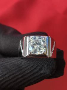 Diamcity (Free Gra Certificate) 3 Karat Moissanite Delapan Hati dan Delapan Panah Pt950 Cincin Terbuka Pria dan Wanita Pasangan