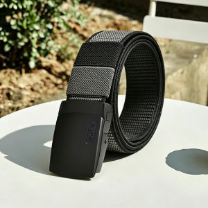 OKIMY Men Sports Belt High Elastic Nylon Belt  Outdoor Nylon Belt Adjustable Belt Rotating Buckle Nylon Waistband Double-Sided Two-Color Belt Youth Sports Canvas Pant Belt