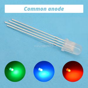 10/500X Min F5 5mm Round 4pin Diffused RGB Tri-Color Common Cathode Red Green Blue Emitting Diodes LED Lamps Bulb Light Bright
