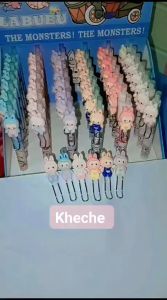 seri isi 6 pcs pulpen gel labu labubu gantungan besi