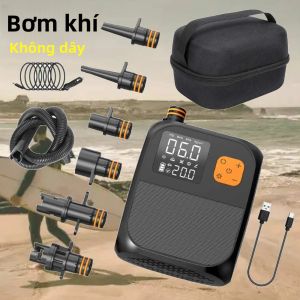Máy Bơm Không Khí Điện Không Dây 20/25PSI Máy Bơm Hơi Lốp Xe Hai Cấp Cho Ván Chèo SUP Và Đồ Bơm Hơi - Máy Bơm Không Khí Chạy Bằng Pin Di Động