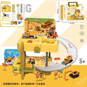 Childrens Large Fire Truck Toy Car Educational DIY Assembly Parking Lot Track Police Car Engineering Vehicle Spring Festival