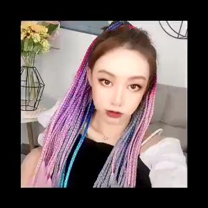 O-New Hip-hop Dirty Wig Women Braided Ponytail Hair Extension Gradient Colored Twist Wig