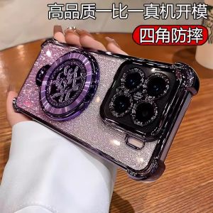 FengShui Silicone Phone Case with Stand Full Protection for Xiaomi 15 14 15Pro 12X New Models Anti-Fall with Sparkling Dust