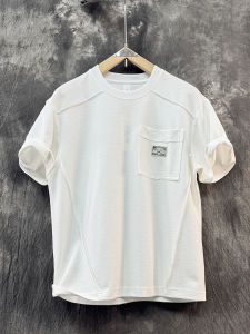 Summer 2025 Mens Loose Fit round Neck Short Sleeve T-Shirt Trendy Splice Design Breathable Cotton Polyester Blend Casual Top