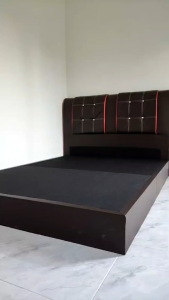 Katil PVC Kulit Hitam Katil Single / Super Single / Queen / King Tambah Foam Tilam
