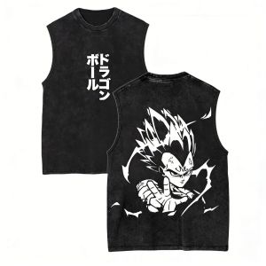 Bandai | Dragon Ball Vegeta Anime Gym Vest Mens Tank Tops Y2k Women Washed Loose Casual Sleeveless Shirt Streetwear Summer 2026 Harajuku
