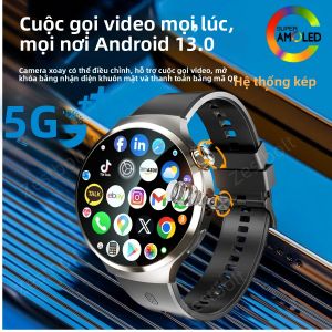 Đồng Hồ Thông Minh Hệ Điều Hành Kép Android 13.0 Với 210 °   Camera Xoay 4G 5G LTE GPS WiFi La Bàn Pin 1900mAh Màn Hình 1.98 Inch