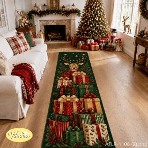 VIKAMA Christmas Runner Rug Non-Slip Hallway and Corridor Mat Festive Decorative Rug for Entryways and Foyers Home Decor