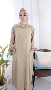 TUNIK SYAHIRA: Atasan Long Tunik Polos Wanita Lengan Panjang Polos Crinkle All Size XL